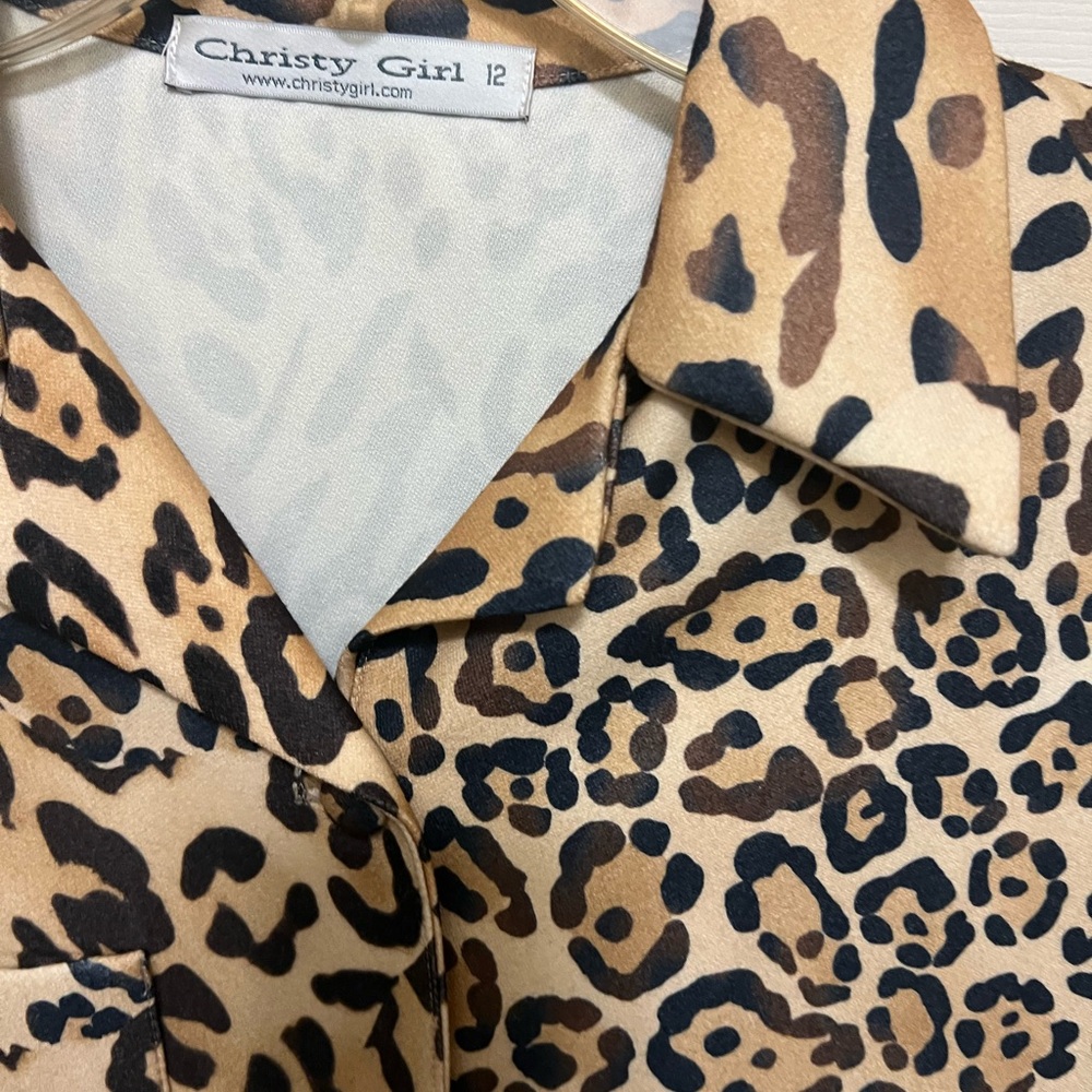 Christy Girl Leopard Print Blouse and skirt